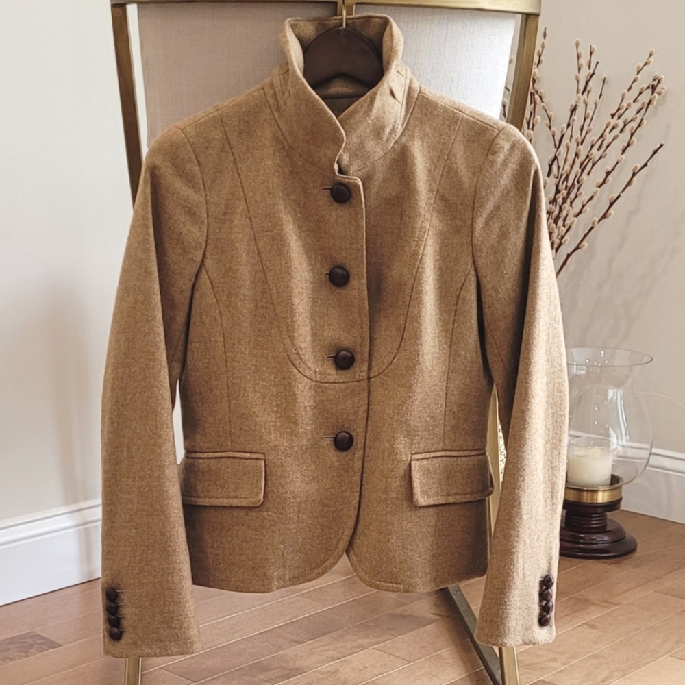 EUC. RARE J.CREW BELLA HERRINGBONE BLAZER JACKET SZ. 6 IN CAMEL COLOR